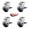 Service Caster 4 Inch Thermoplastic Rubber Swivel Caster Set with Roller Bearings and Brakes SCC-20S420-TPRRF-TLB-4 - alternate 2